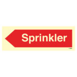 Sprinkler skilt retning venstre – Brannskilt – ISO 7010 – Unisign.no