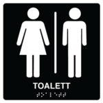 Taktile skilt toalett – Skilt med symbol og tekst – Unisign.no