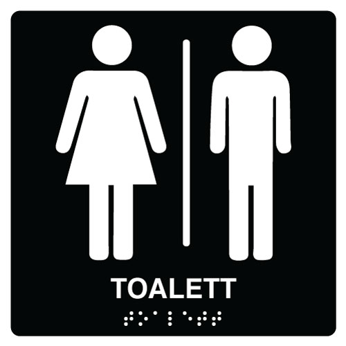 Taktile skilt toalett - Skilt med symbol og tekst - Unisign.no