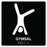 Taktile skilt gymsal – Skilt med symbol og tekst – Unisign.no