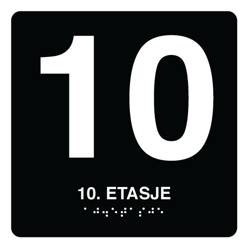 10 etasje taktile skilt - Etasjeskilt med tall og symbol - Unisign.no