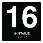16 etasje taktile skilt – Etasjeskilt med tall og symbol – Unisign.no