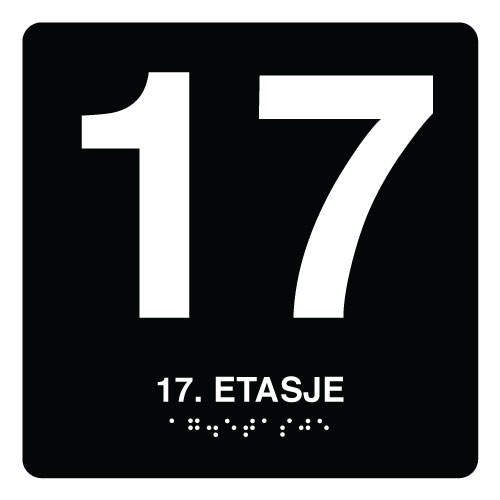17 etasje taktile skilt - Etasjeskilt med tall og symbol - Unisign.no